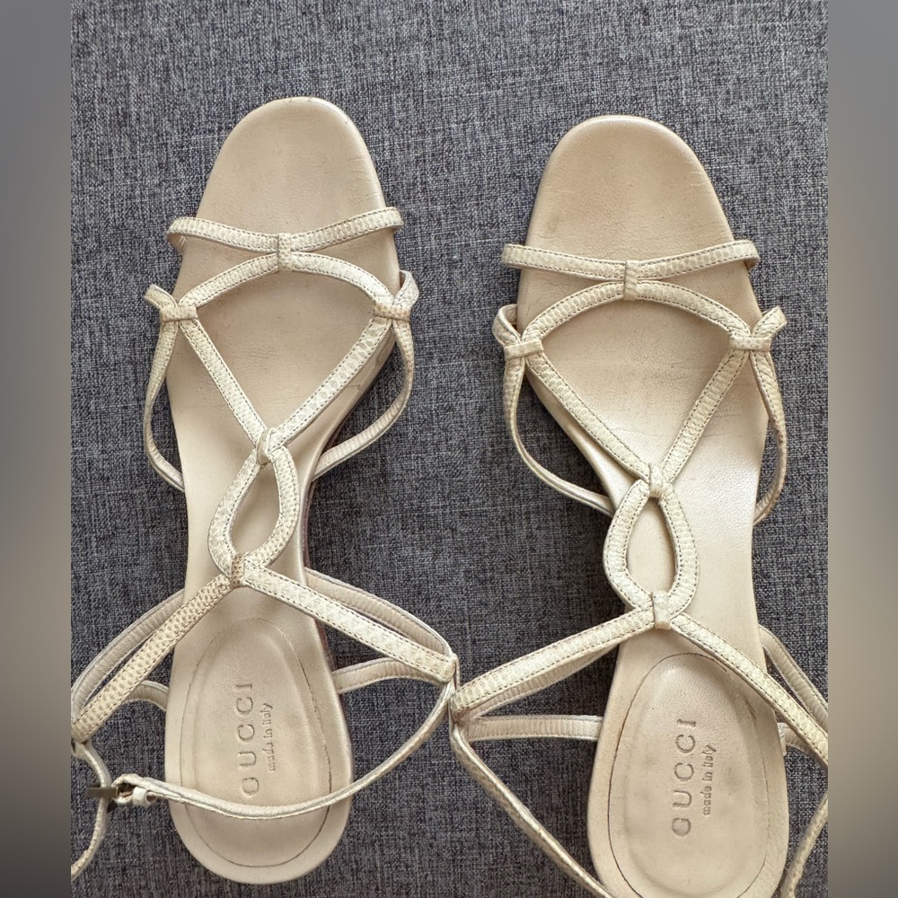 Vintage Gucci Women's Cream Sandals - Picture 6 of 6